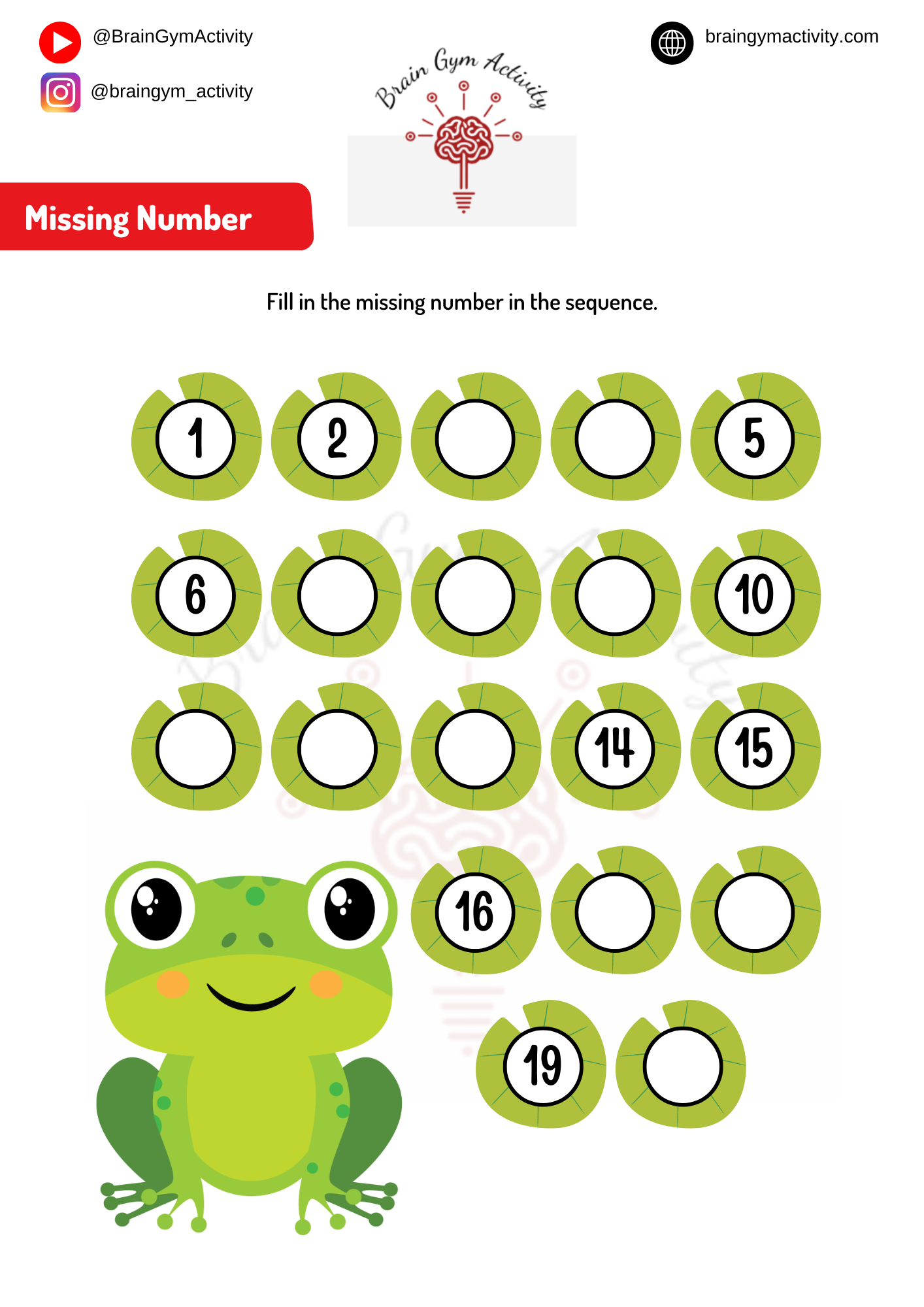 Missing Number Worksheet